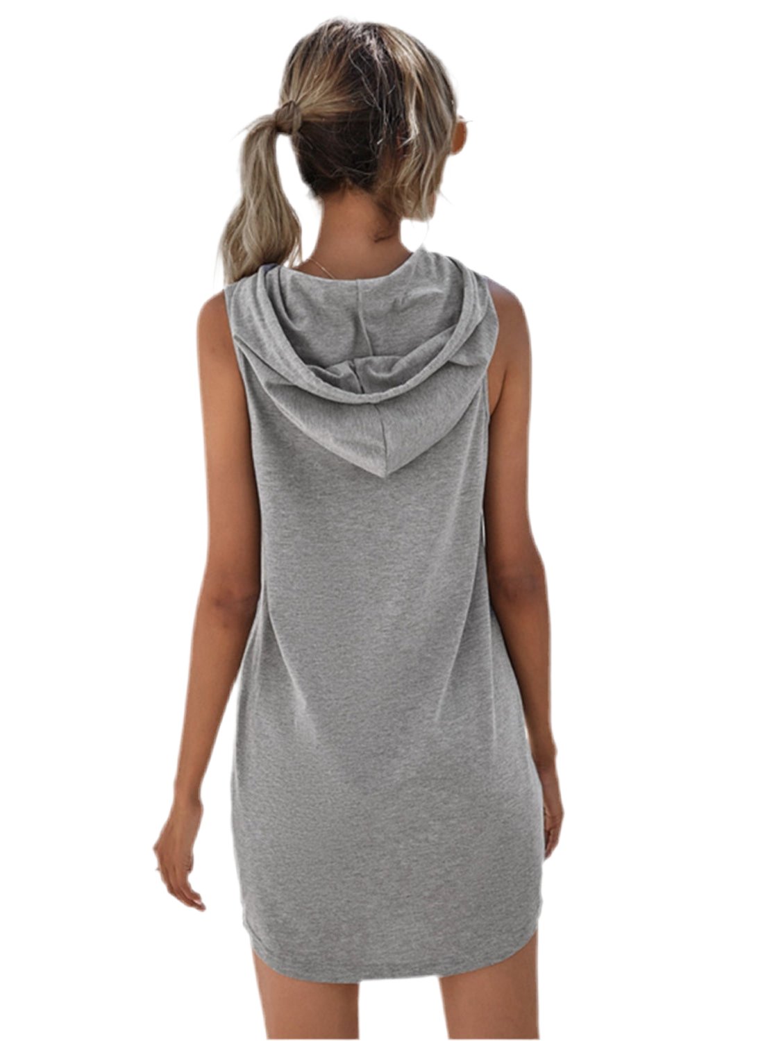 Drawstring Sleeveless Hooded Mini Dress