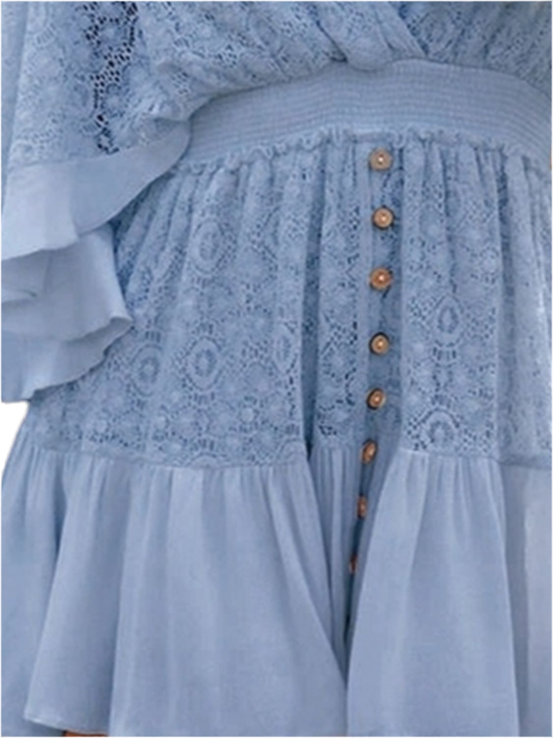 Ruffle Hem Tie Back Lace Mini Dress