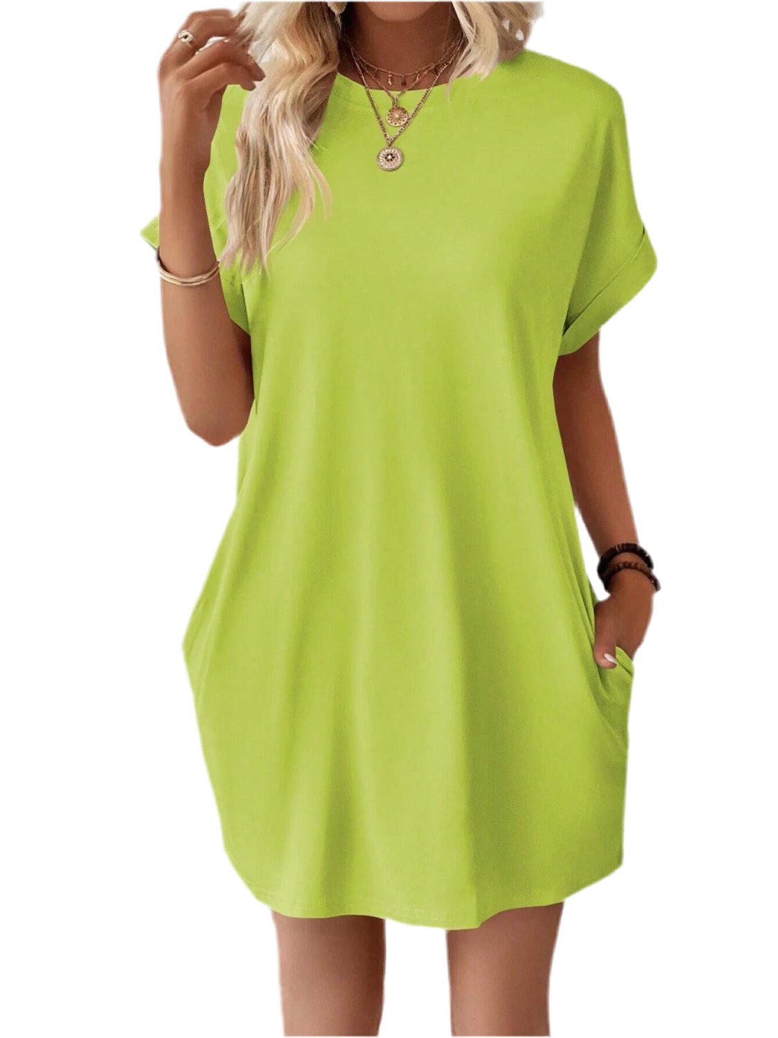 Round Neck Short Sleeve Mini Dress