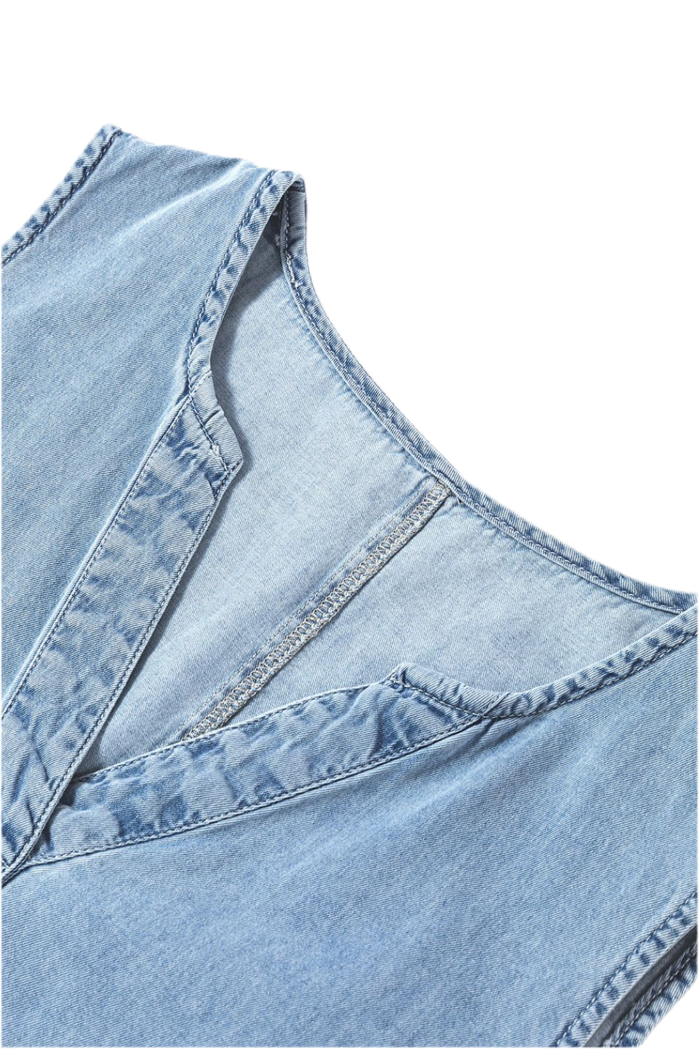 Wash Notched Sleeveless Mini Denim Dress