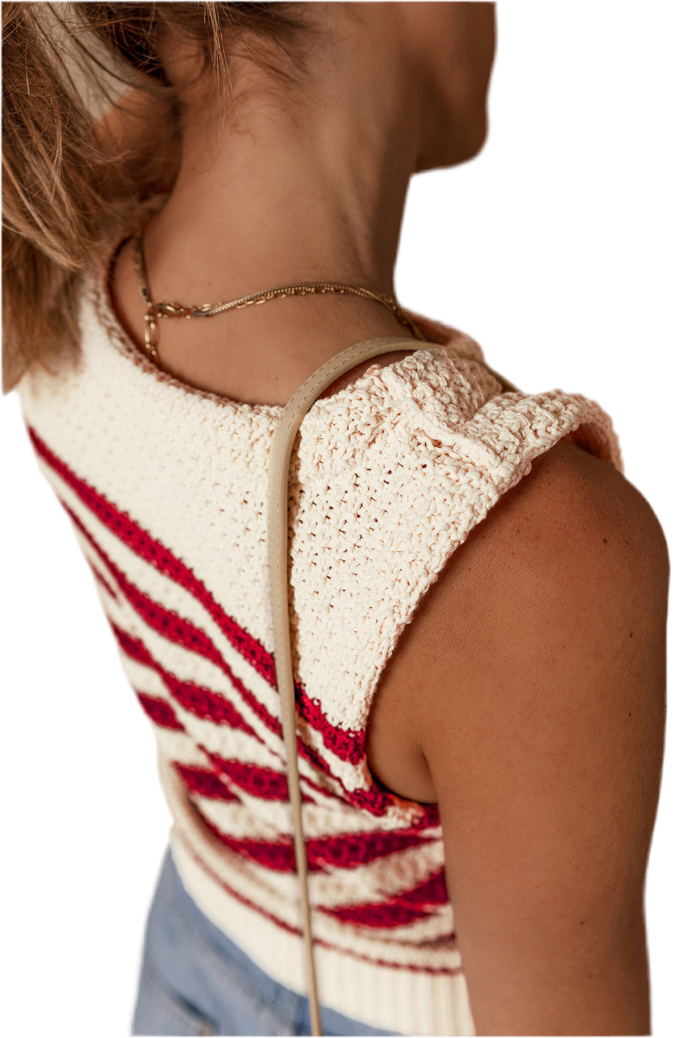 Stripe Textured Knit Ribbed Hem Sweater Tank