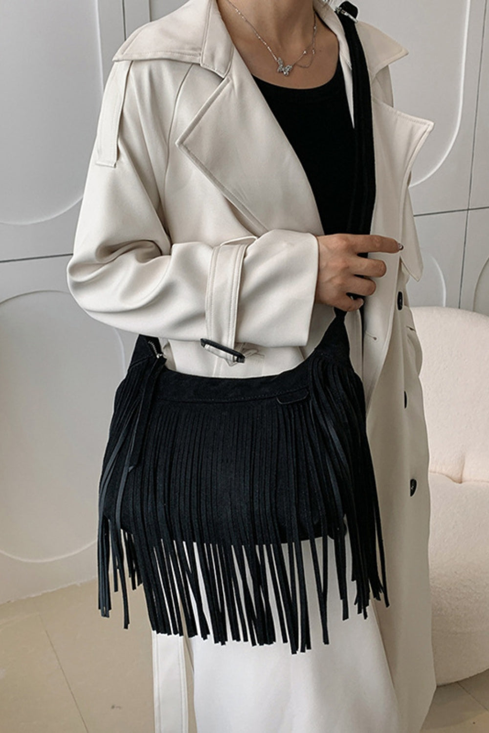 Suede Fringe Handbag