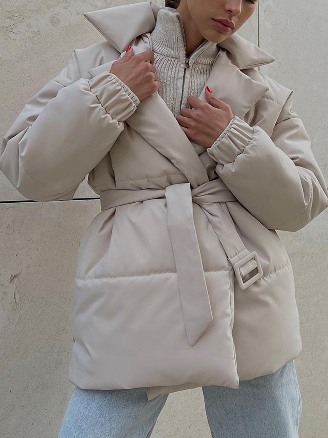 Puffer Winter Coat with Belt