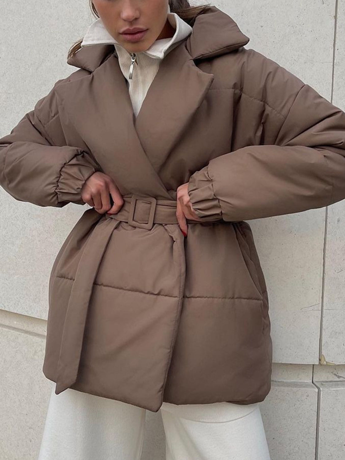 Puffer Winter Coat with Belt