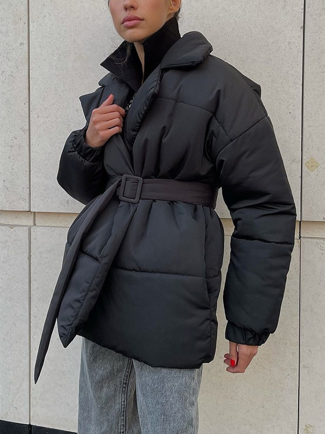 Puffer Winter Coat with Belt