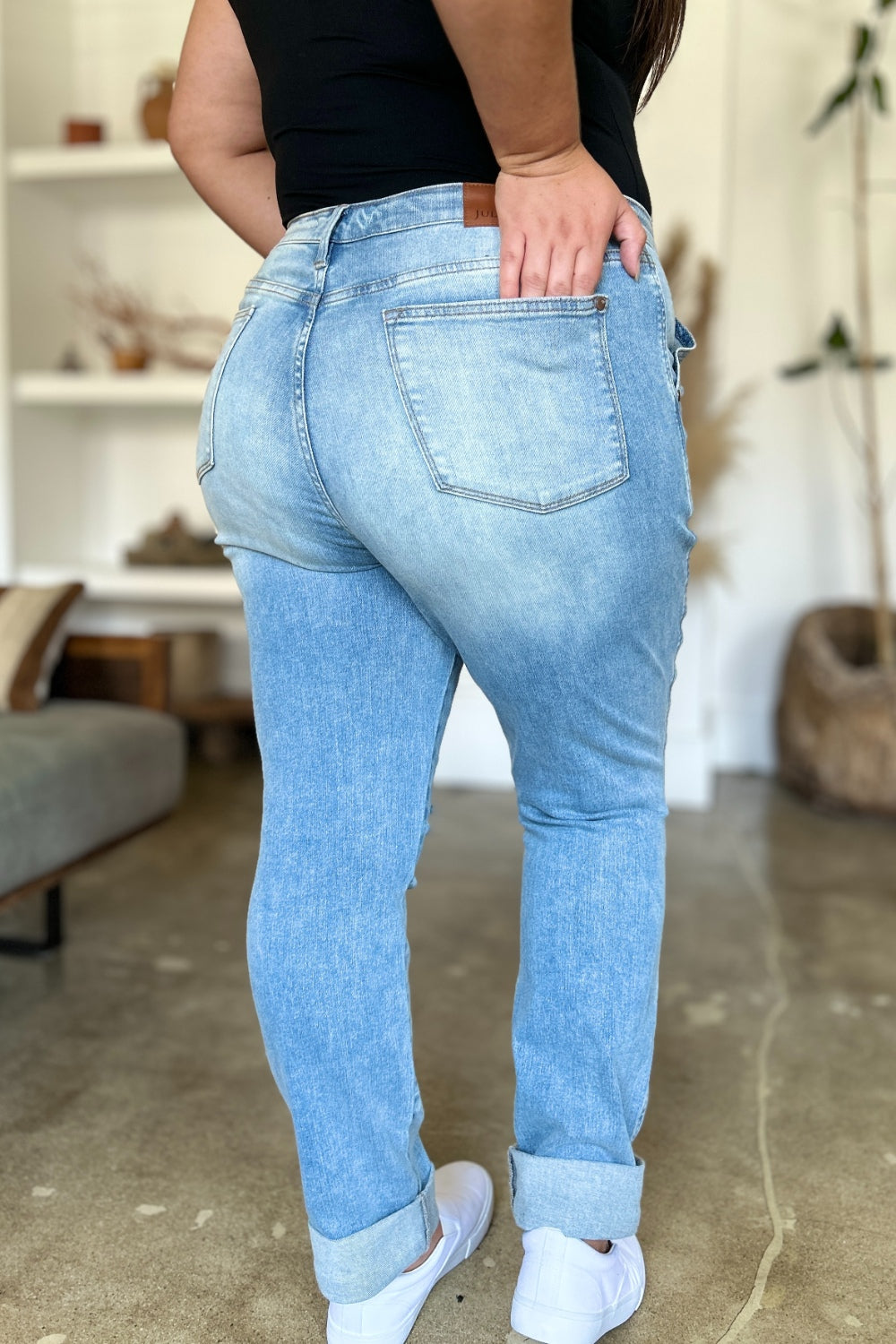 Judy Blue Full Size Straight Jeans with Patch Pockets