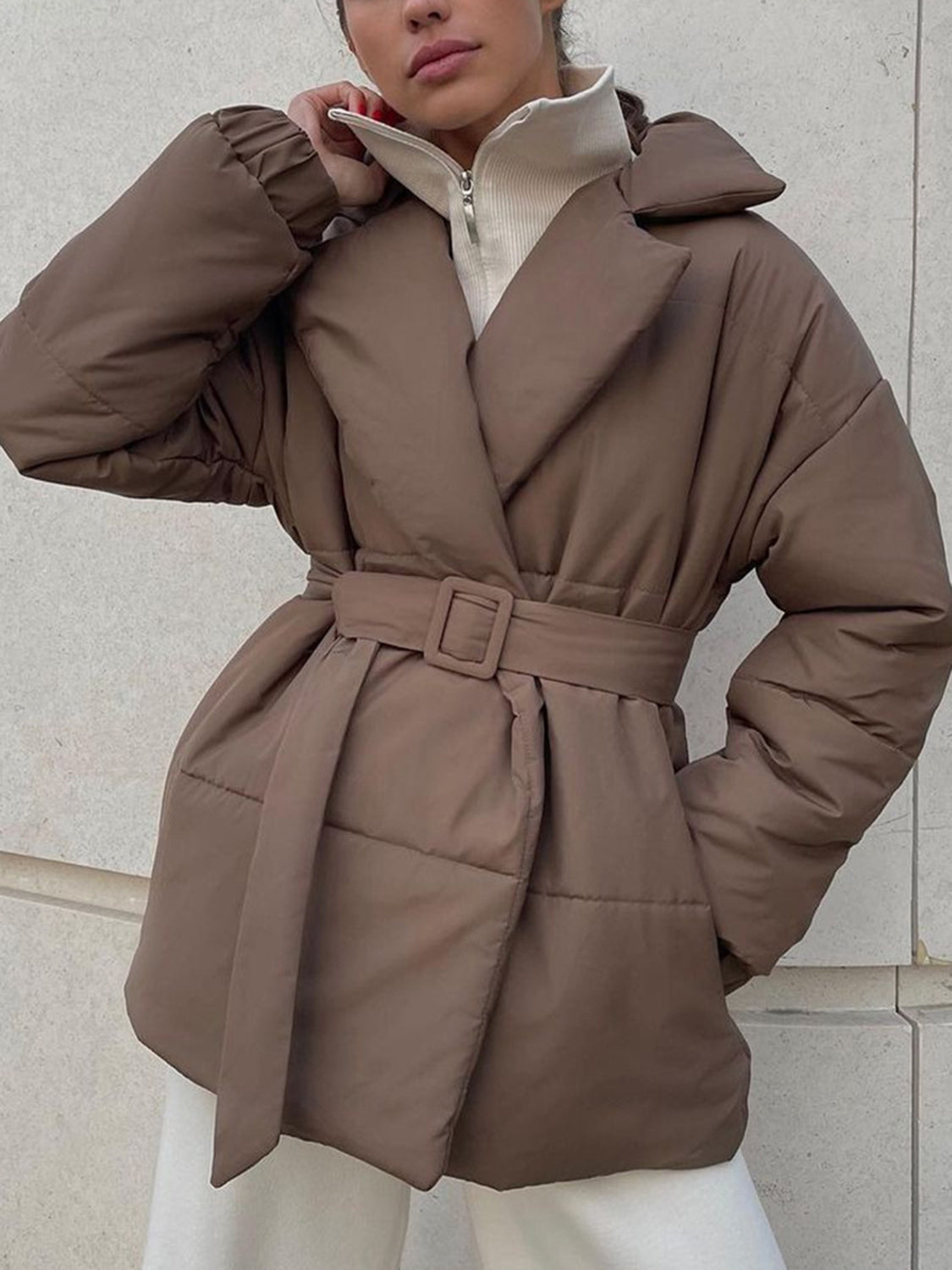 Puffer Winter Coat with Belt