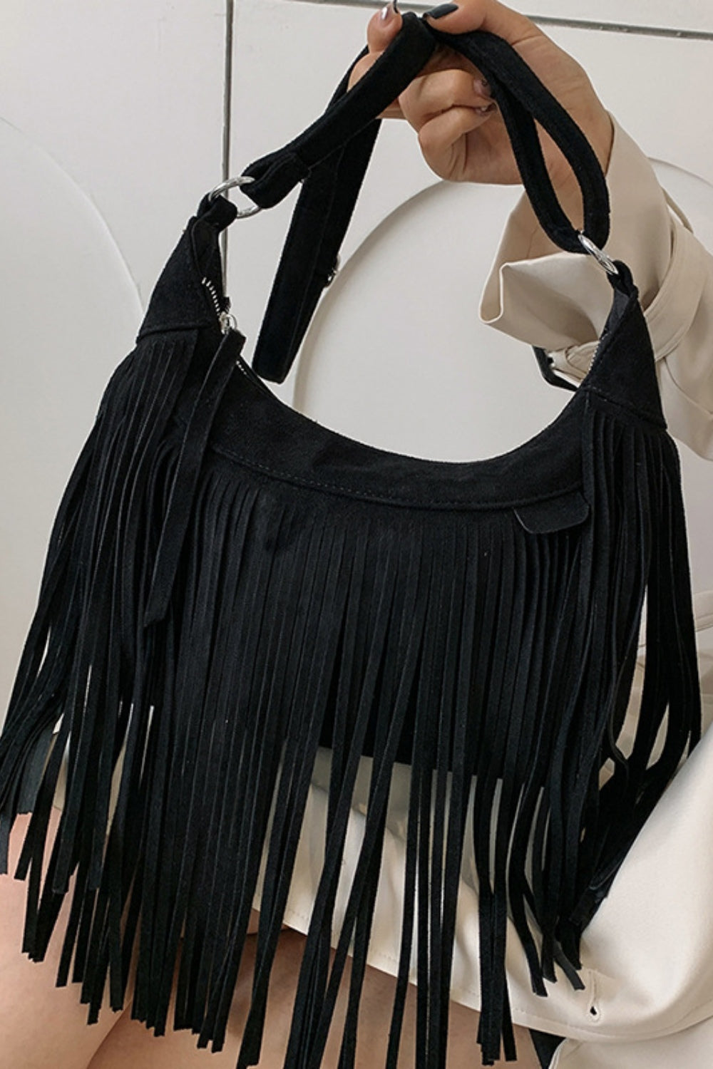 Suede Fringe Handbag