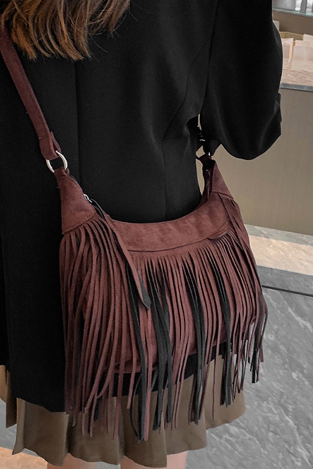 Suede Fringe Handbag