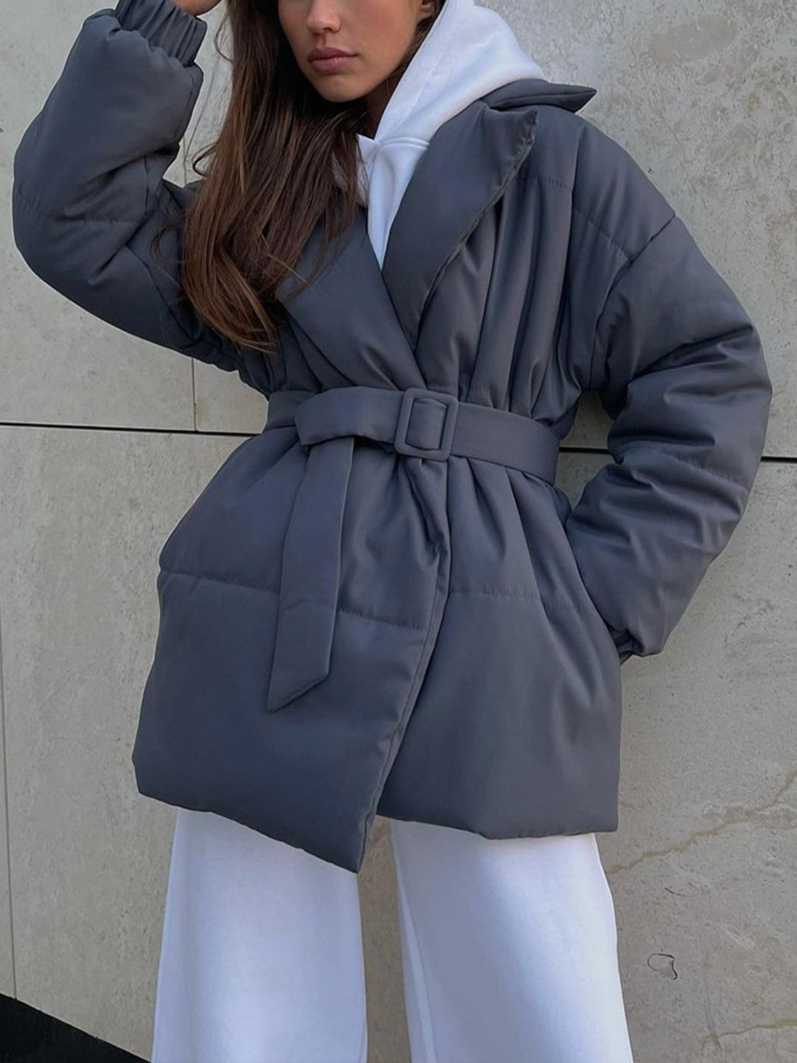 Puffer Winter Coat with Belt