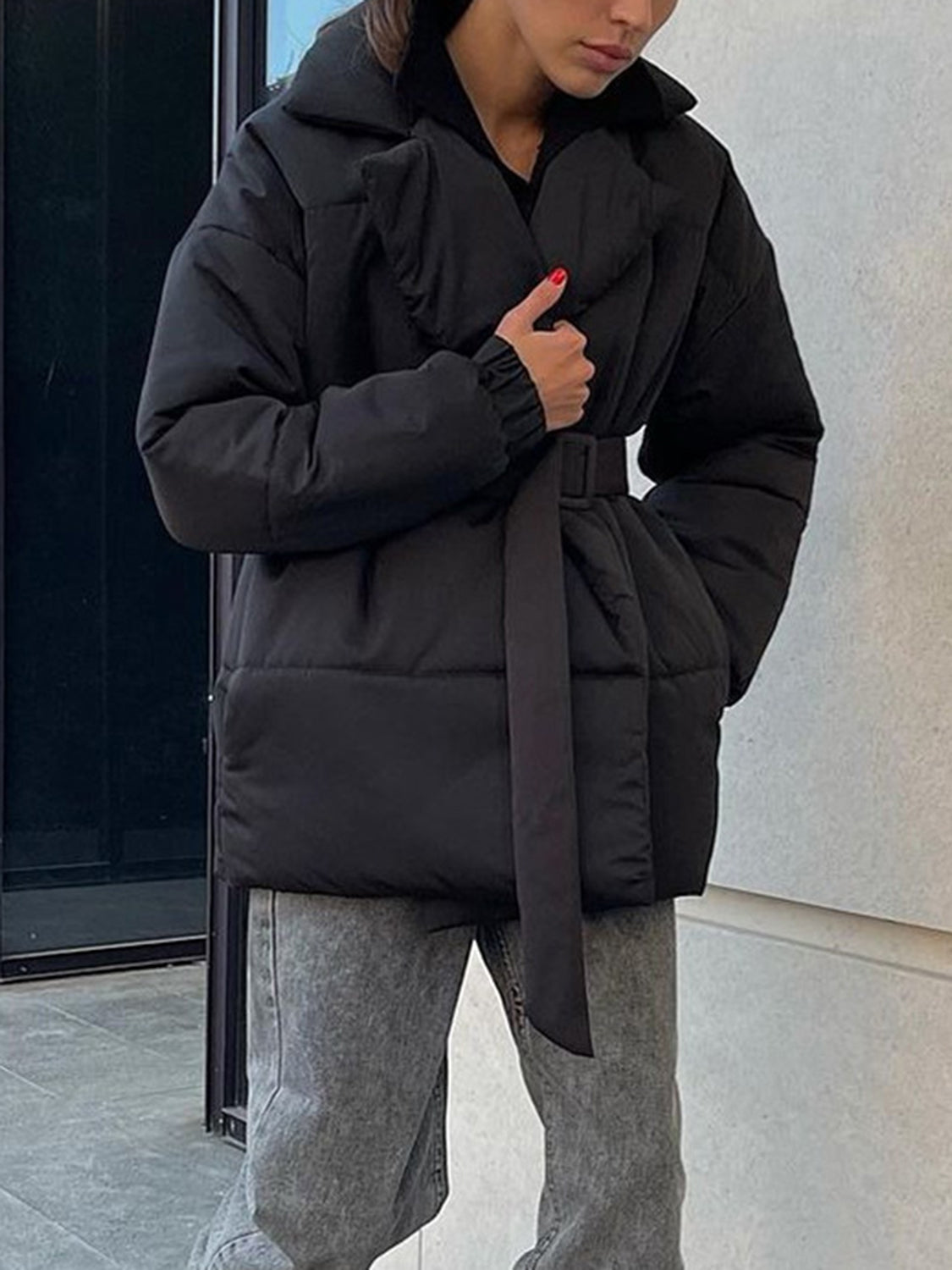 Puffer Winter Coat with Belt