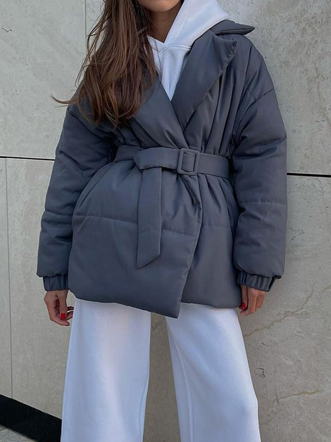 Puffer Winter Coat with Belt