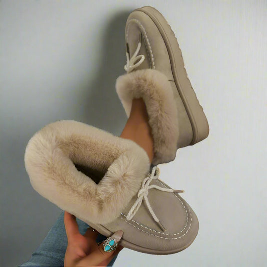 Fuzzy Tied Slip on Boot