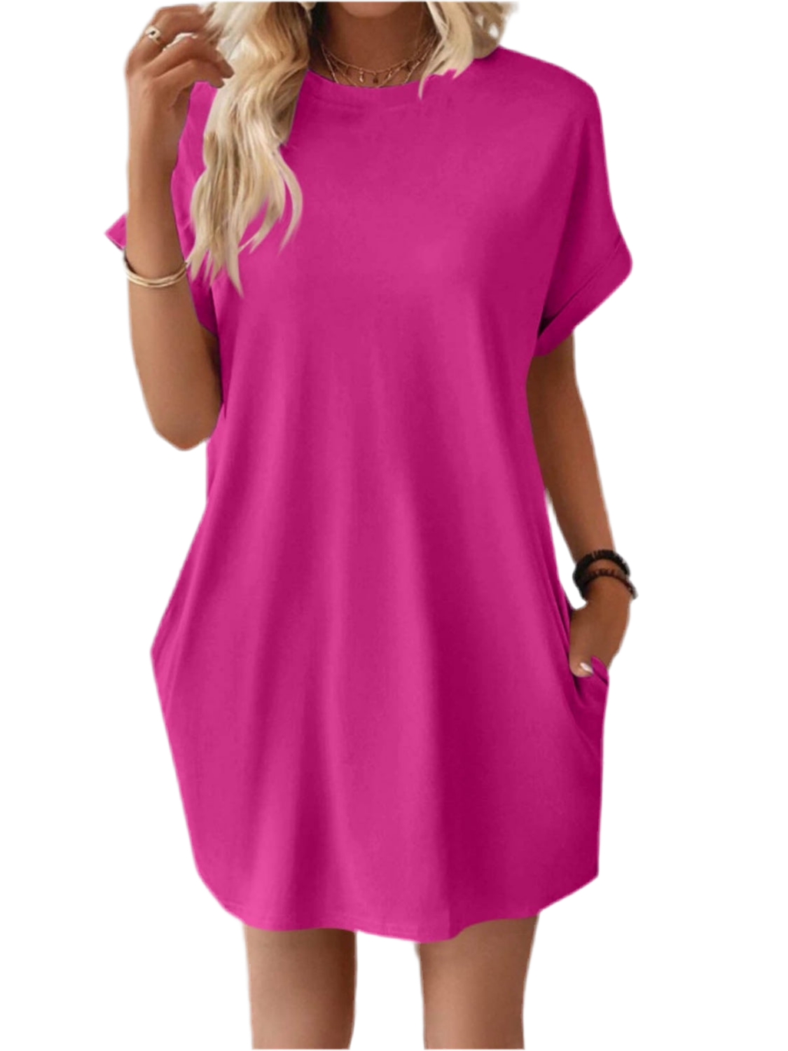 Round Neck Short Sleeve Mini Dress