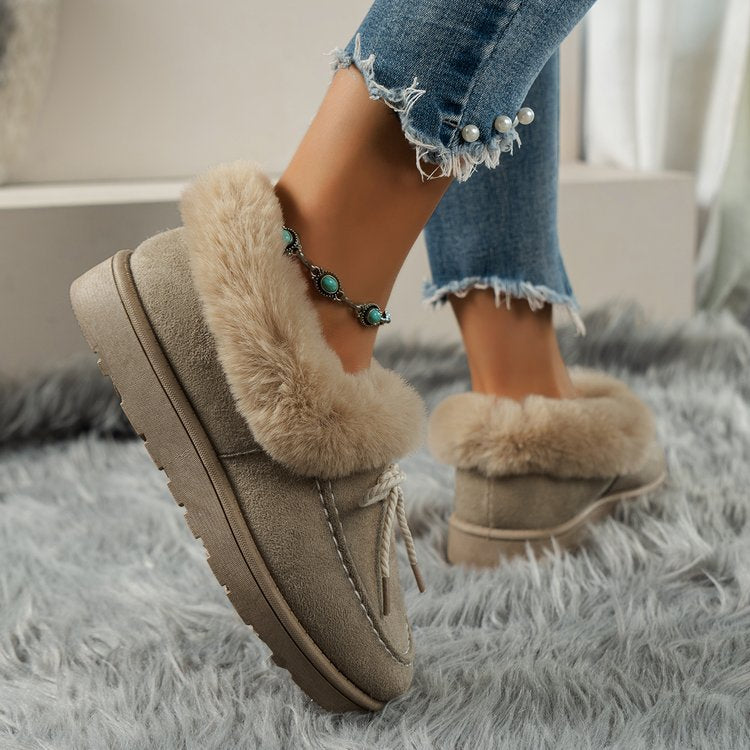 Fuzzy Tied Slip on Boot