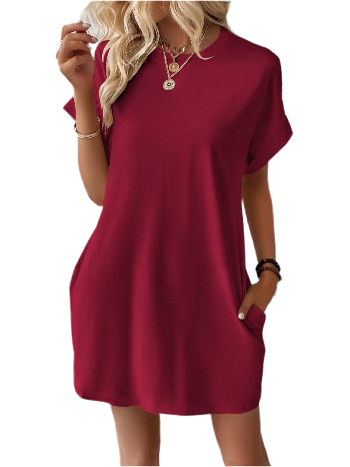 Round Neck Short Sleeve Mini Dress