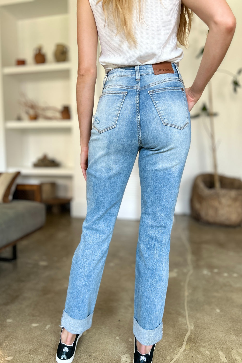 Judy Blue Full Size Straight Jeans with Patch Pockets