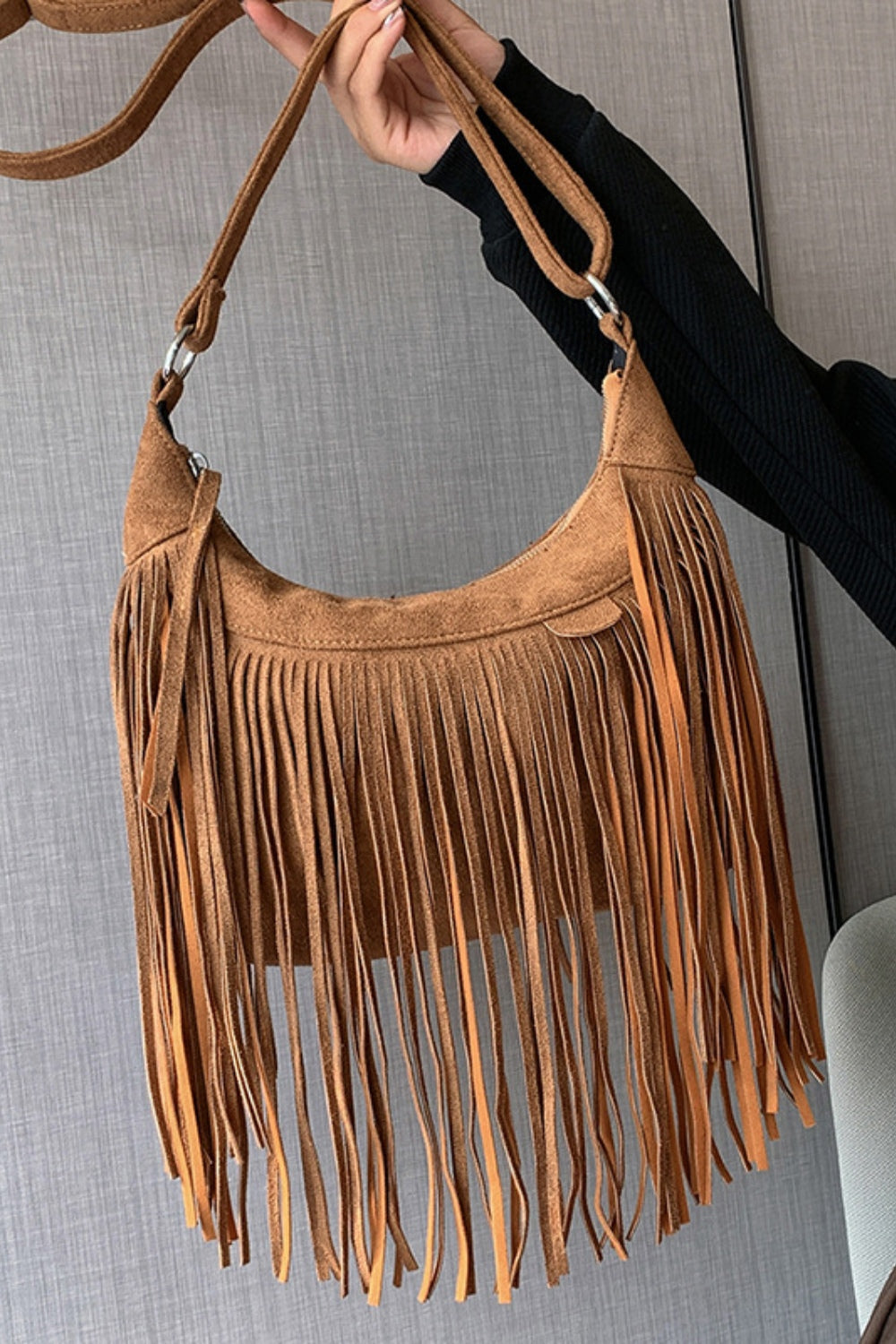 Suede Fringe Handbag