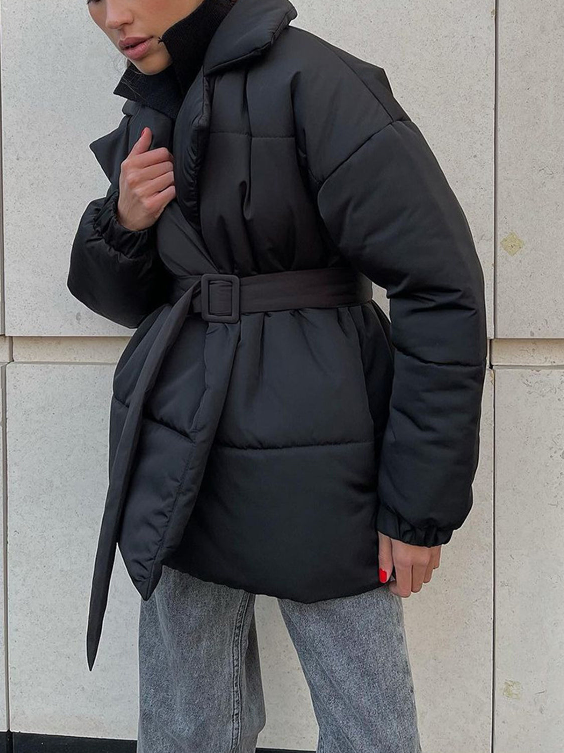 Puffer Winter Coat with Belt