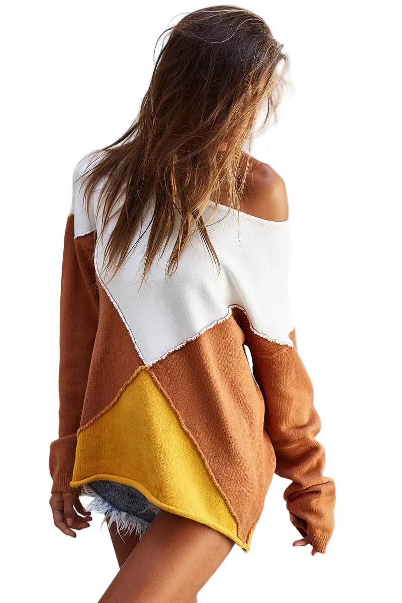 BiBi Color Block Geometric Sweater