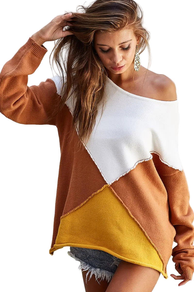 BiBi Color Block Geometric Sweater