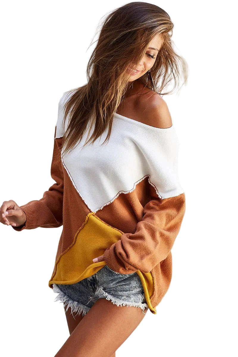 BiBi Color Block Geometric Sweater