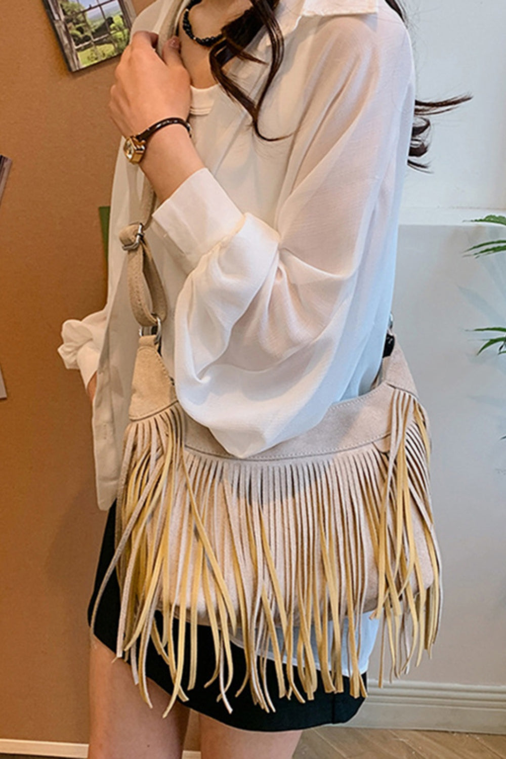 Suede Fringe Handbag